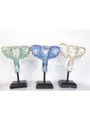 VeraGlobe Buğz Maun Ağacı Fil Kafası Dekoratif