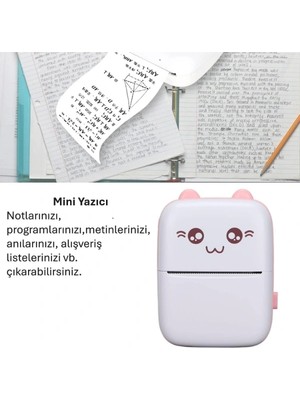 VeraGlobe Buğz Sevimli Mini Taşınabilir Yazıcı Printer