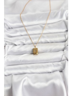 VeraGlobe Buğz 316L Çelik Zincir Gold Renk Minimal Kutup Yıldızı Model Kadın Kolye - Buğz