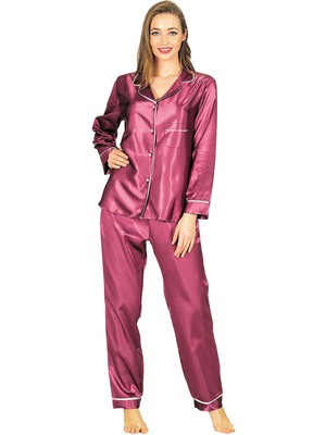 Epilons Mor Saten Pijama Takımı