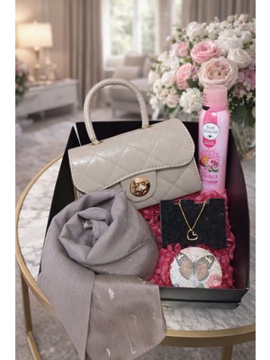 OEM Sevgiliye Özel Çanta,şal,deodorant Cepaynası Konseptli Premium Kadın Hediye Kutusu