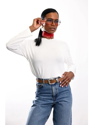 5in1Canpolat Ekru Basic Uzun Kollu Tişört 4825