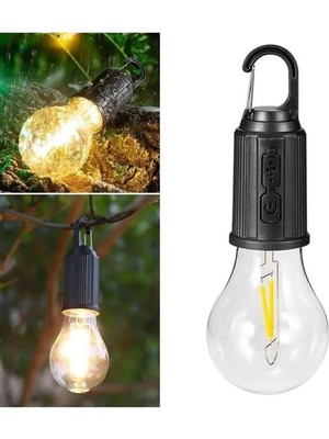 Şarjlı Aydınlatma Ampul Tasarımlı Ambians Işık Askılı Kamp Lambası