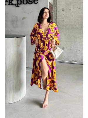 Ergün Collection Çiçek Baskılı Elbise