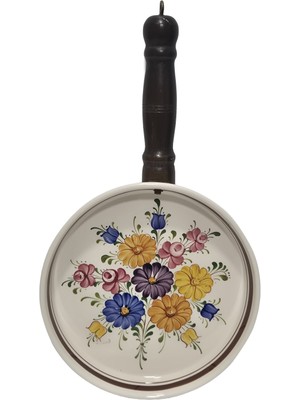 Hasyılmaz Dekoratif Çiçek Temalı Ahşap Saplı Seramik Duvar Tabağı