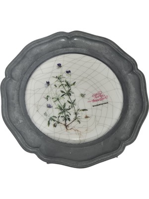 Hasyılmaz Vintage Zınn Çerçeveli Dekoratif 3 Renkli Menekşetemalı Duvar Tabağı 10CM 008