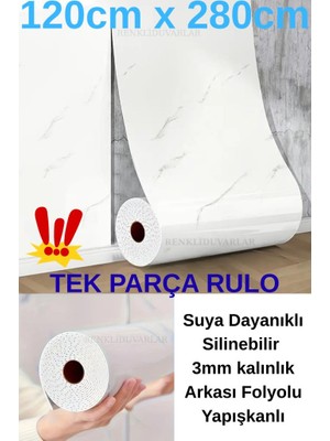Renkli Duvarlar 120CMX280CM Rulo Basıc Parlak Beyaz Mermer Desenli Yapışkanlı Duvar Paneli Kağıdı Banyo Wc Kaplama