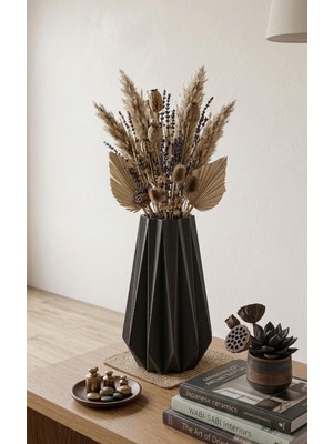 Geometrik Modern Dekoratif Vazo – Siyah Vazo - Ev ve Ofis Dekoru