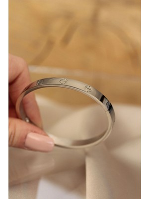 VeraGlobe Buğz 316L Çelik Silver Renk Bilezik - Buğz
