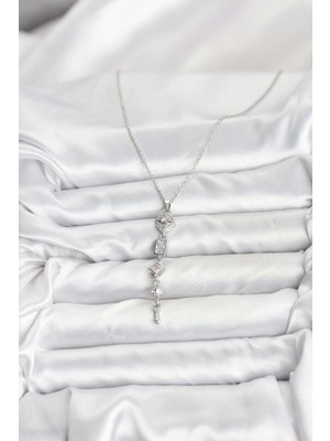 VeraGlobe Buğz 316L Çelik Zincir Gümüş Renk Kutup Yıldızı Enerji Model Kadın Y Kolye - Buğz