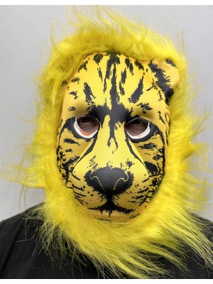 VeraGlobe Buğz Sarı Yeleli Sarı Saçlı Aslan Maskesi Mega Peluş 2 No