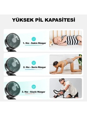 VeraGlobe Buğz Masaüstü Şarjlı Klipsli Portatif Fan