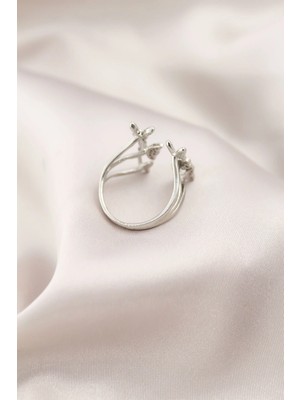 VeraGlobe Buğz Gümüş Renk Metal Kelebek Model Kadın Yüzük - Buğz