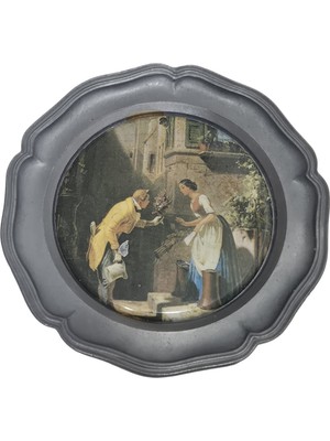 Hasyılmaz Vintage Zınn Çerçeveli Dekoratif Der Ewige Hochzeiter Temalı Duvar Tabağı 10CM 002