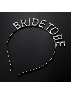 VeraGlobe Buğz Gümüş Kaplama Kristal Taşlı Bride To Be Gelin Tacı