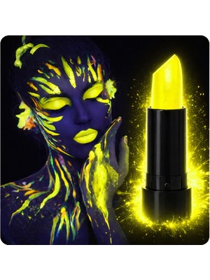 VeraGlobe Buğz Uv Neon Sarı Ruj – Karanlıkta Parlayan Makyaj Boyası