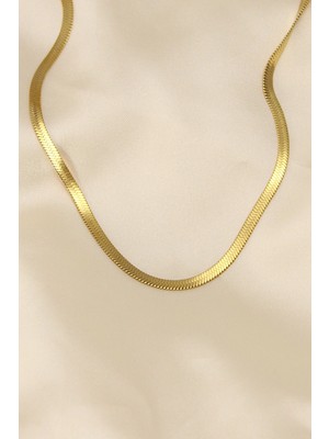 VeraGlobe Buğz 316L Çelik Altın Renk 45 cm Italyan Zincir Model Kadın Kolye - Buğz