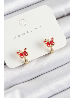 Pileli Store Pirinç Kelebek Model Gold Renk Çocuk Küpe