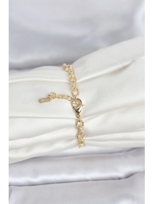 VeraGlobe Buğz cm 14K Gold Renk Lazerli Halka Model Kadın Bileklik - Buğz