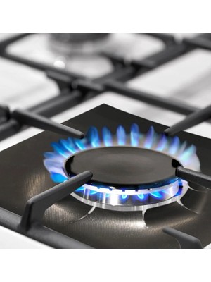 VeraGlobe Buğz Siyah Renk Ocak Koruyucu Folyo Yanmaz Yapışmaz 4'lü Set