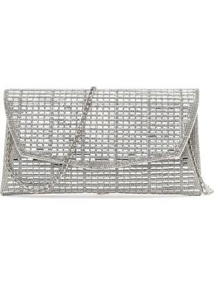 Derimod Kadın Gümüş Uzun Zincir Askılı Taşlı Mini Abiye Portföy Çanta 26PBD2960TS