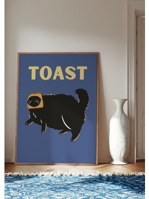 Des Vu Print Toast Kedi Posteri, Kedi Temalı Çerçevesiz Poster