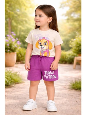 Almira Anne Bebek Kız Çocuk Paw Petrol Baskılı Kısa Kollu Şortlu Takım