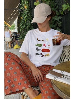 Monila Kadın Premium Kumaş Baskılı Oversize T-Shirt