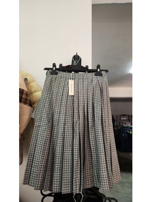 Minimom Çocuk  Ekose  Pileli Mini  Etek