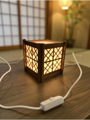 Onyx Kumiko Desenli Japon Lantern Lamba - Sıcak Işık USB Şarjlı Dekoratif Aydınlatma