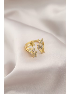 Store Mania Ieg™ Gold Renk Metal Kelebek Model Kadın Yüzük