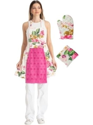 Braventa Collection Enoteks Havlulu Mutfak Önlüğü Fırın Eldiveni ve Tutacak Fuşya