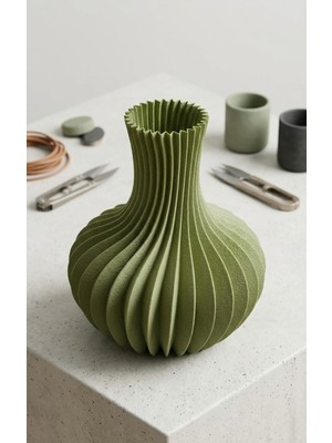 Modern Tasarım Yeşil Vazo – Estetik Salon, Sehpa ve Raf Dekoru