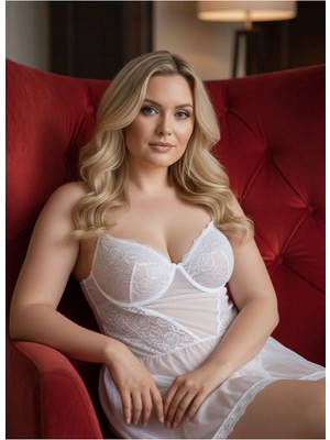 Nuitamore Beyaz Tül ve Dantel Büyük Beden Gecelik – Transparan Şık Tasarım