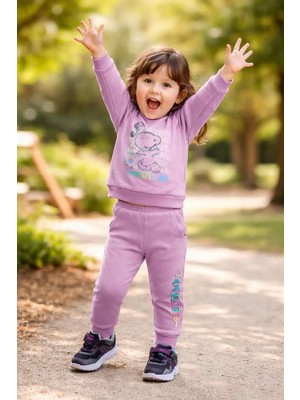 Almira Anne Bebek Kız Çocuk Mor Takım Uzun Kollu Sweat ve Alt 2-5 Yaş