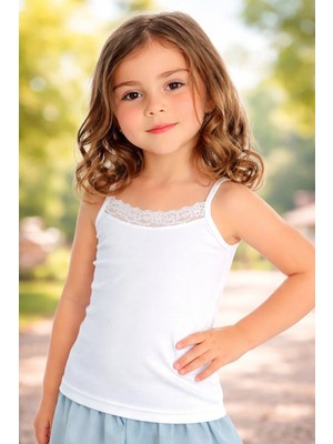 Almira Anne Bebek Kız Çocuk Askılı Atlet Beyaz 2-3 Yaş