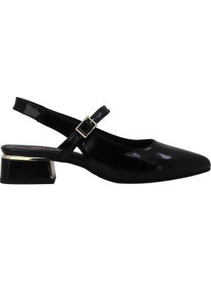 Albini Hakiki Rugan Deri Tokalı Slingback Kadın Topuklu Ayakkabı | ALB26109519YR