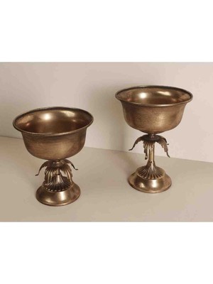 Porland Flory Altın Rengi 2'li Dekoratif Kase