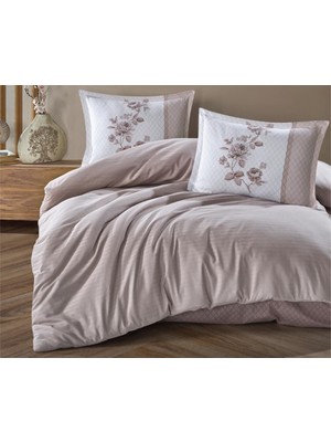 Ergün Collection Butik Serisi Çizgili Ranforce Çift Kişilik Nev Takımı Suave V2 Kahve