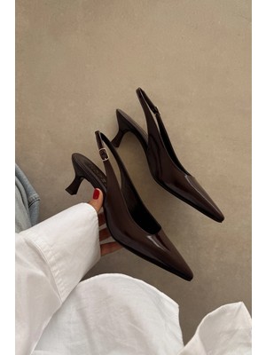 Nope21 Jüliet Kahverengi Hakiki Deri Stiletto