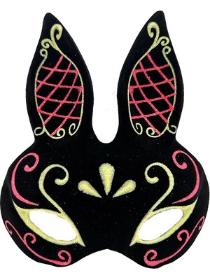 VeraGlobe Buğz Siyah Kırmızı Gold Tavşan Maskesi