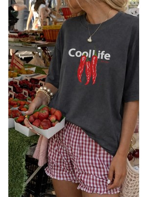 Monila Kadın Premium Kumaş Baskılı Oversize T-Shirt