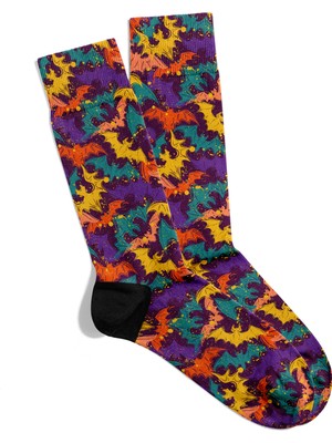 Yarasa Desenli Psychedelic Soket Çorap