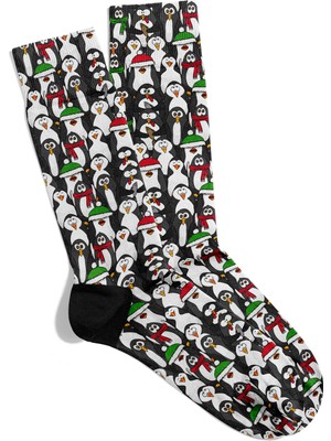 Penguenli Kış Temalı Soket Çorap