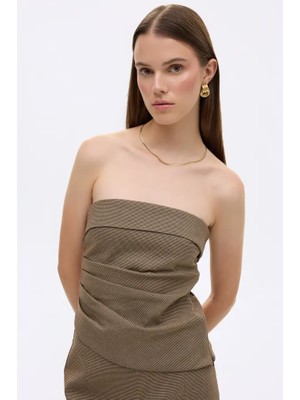 Quzu Asimetrik Bluz Kahve