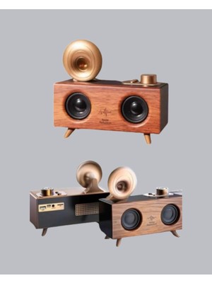 Teknodayım Retro Gramofon Tasarımlı Bluetooth Hoparlör – 3D Stereo Ses, 1800 Mah Batarya