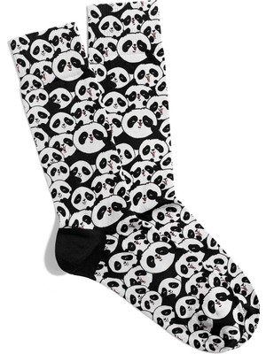 Panda Sürüsü Desenli Pamuklu Soket Çorap