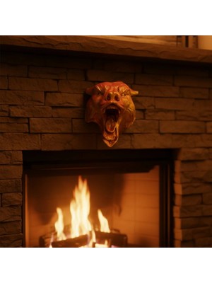 Akinco Dekoratif Asılabilir Jaguar Başı 3D Duvar Heykeli Gold Red 20X16 cm