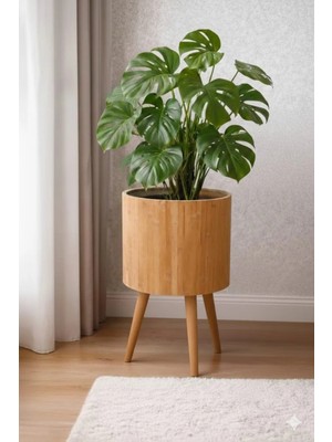 Black Pearl Bambu Ahşap Ayaklı saksı sepet