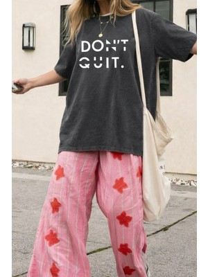 Monila Kadın Premium Kumaş Yazı Baskılı Oversize T-Shirt